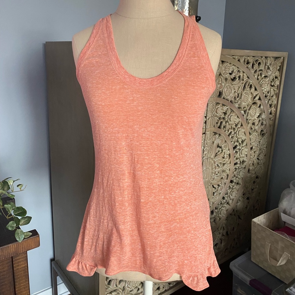 [Banana Republic] Orange Tank Top with Ruffles at Hem
